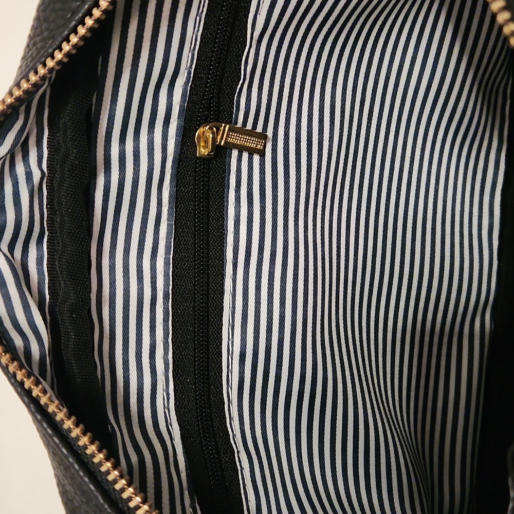 New! Vegan leather black purse with 2 shoulder straps crossbody handbag gold - Picture 7 of 10